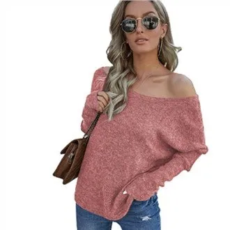 Sweater tal-Kulur Solidu ta 'Spalla Uniku Espost