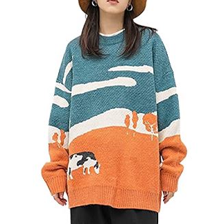 Grassland Cow Vintage Kbir innittjat Sweater